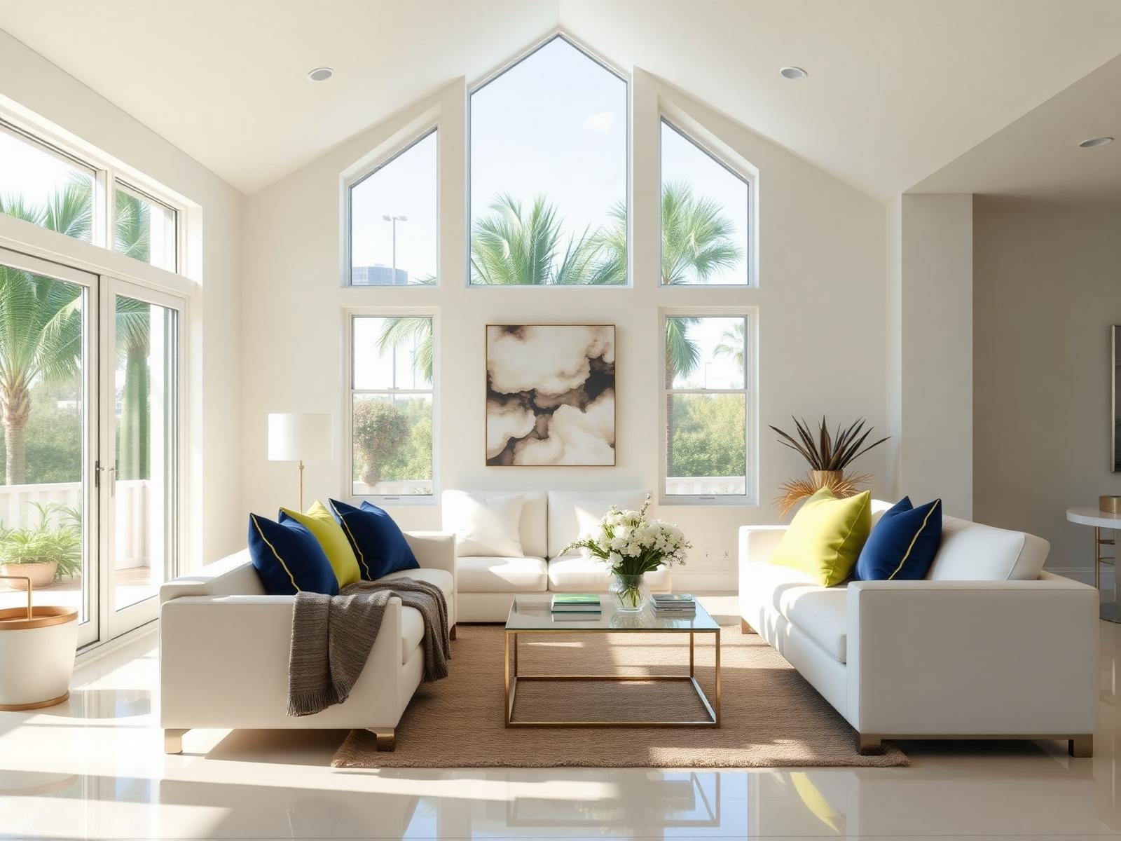 Bright, spotless living room in a Tampa home